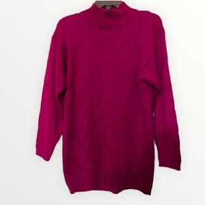 Vintage Mervyn’s Fuchsia Knit Mock Neck Sweater Sm